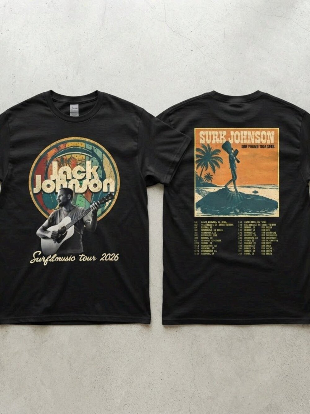Jack Johnson Surfmusic Tour 2026 Retro Acoustic Black T-Shirt Unisex S-5XL